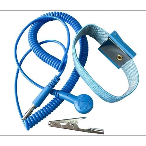 Sdw factory direct sale ROSH corded 1.8M ordinary pu anti-static blue bracelet wrist strap esd adjustable wrist strap
