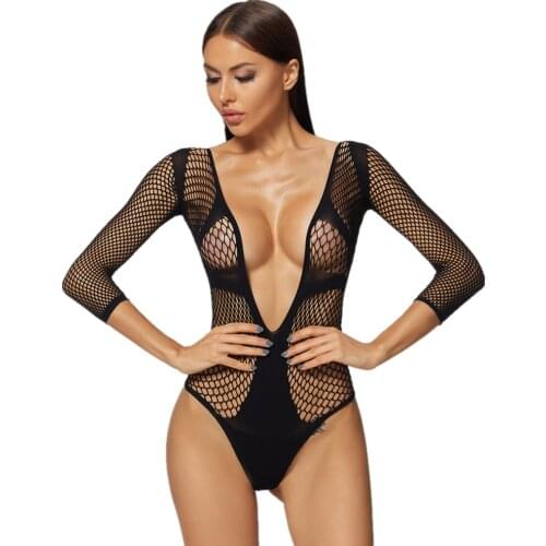 Sexy Deep V Bodysuit Women Lace Overalls for Women Transparent Body Women Clothes Female Backless Black Body Sexy Mesh Clubwear