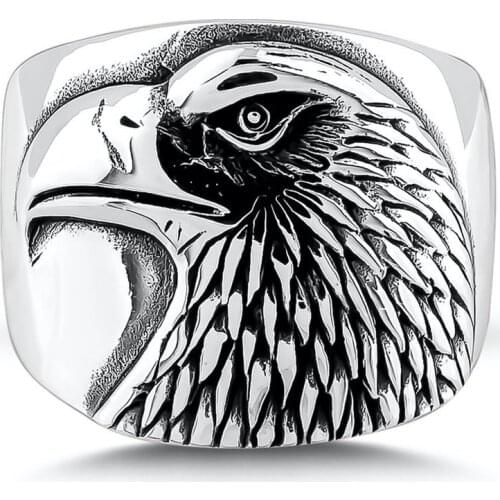 Silver Eagle Head Model Men Ring, Animal Men Jewelry, Hawk Ring, Bird Ring, Solid 925 Sterling Silver Fine Jewelery Accessories
