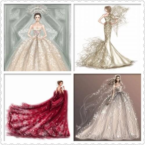 Wedding dress new style DIY crystal full diamond embroidery 5D diamond painting 3D cross stitch kit inlaid round rhinestone wedd