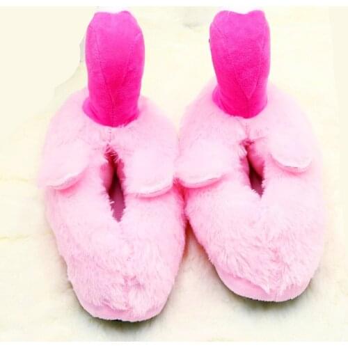 Cartoon Flamingo Slippers Winter Home Warm Cotton Slippers Plush Cartoon Slippers Plush Slippers One size about 27CM H403