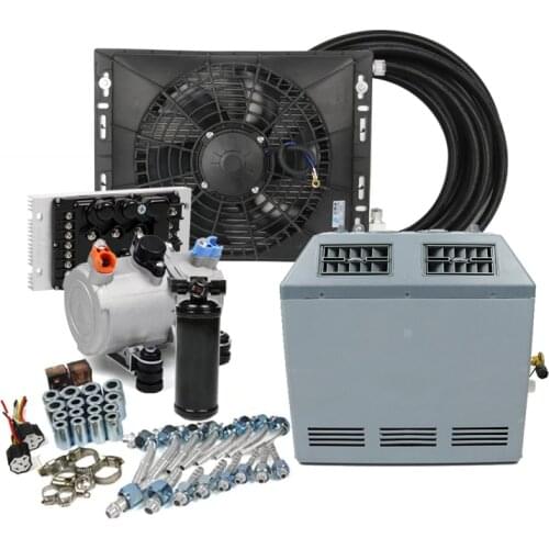 Universal 12V 24V Auto Electric Air Conditioning Compressor A/C set for Heavy Duty Truck Van RV Motorhome Parking Conditioner