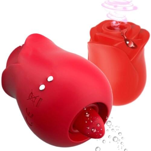 Rose Shape Vibrating Egg Sucking Vibrator Tongue Female Masturbation Licking Clitoris Stimulator Nipple Massager Intimate Goods