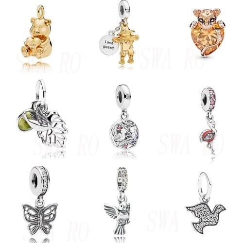 High-quality S925 Theodore Bear, Shiny Lioness Heart Pendant, Scarecrow Charm, Butterfly, Swallow Original Ladies Jewelry Gift