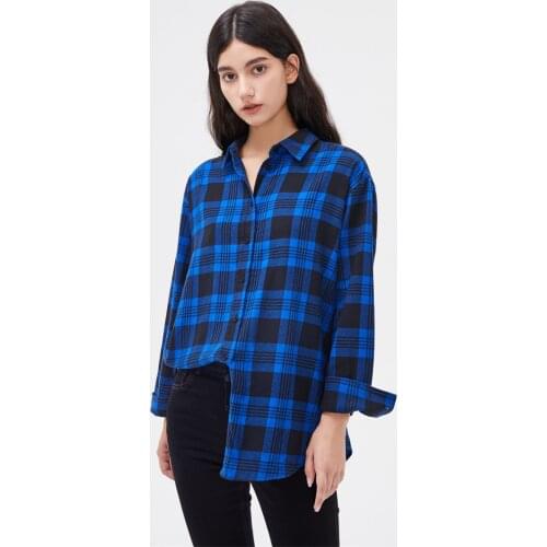 2021 Spring Autumn Women Shirts Flannel Loose Oversized Blouses Female Tops Loose BF Korean Style Blusas plaid checked Europe
