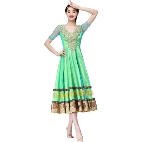 Halloween Performance Women Belly Dance Clothes Indian Costume Backless Hand Embroidered Bollywood Dresses Satin Full Skirts