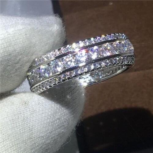 Handmade Vintage Jewelry 10KT White Gold Fill Round 5A Cubic Zircon Promise Party CZ Stone Women Wedding Engagement Band Ring