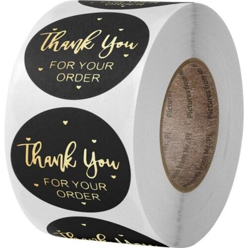 500PC/Roll 1 inch Round Kraft Paper Thank You For Your Order Stickers Labels Christmas