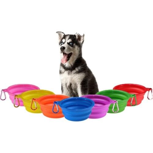 1PC Travel Bowls Portable Folding Silicone Pet Accessories Collapsible Water Food Container Dog Feeding Bowl