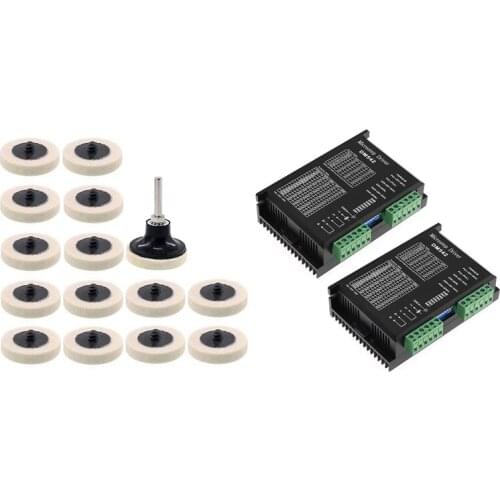 16Pcs 2 Inch Fabric Disc Polishing Buffing Pads Wheels Disc Holder & 2Pcs DM542 Stepper Motor Controller 2 Phase