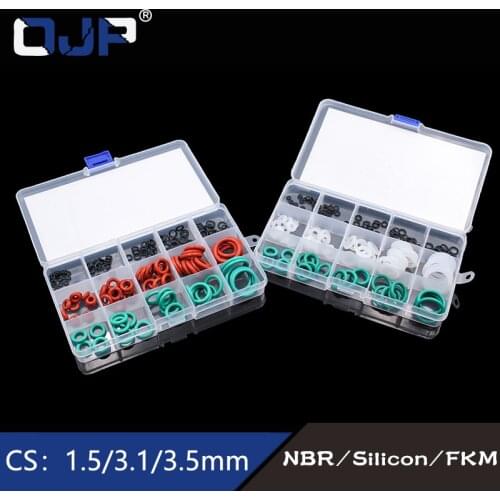170pcs Rubber ring Mixed White Silicon Green FKM NBR O-Rings 15Sizes Silicone Seal Gasket Ring Assortment Set Kit Box