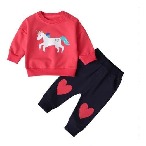 Baby girl cartoon clothes unicorn long sleeve Sweater+pants newborn 2 pieces clothing set cute new born outfit 2020 0-24 month
