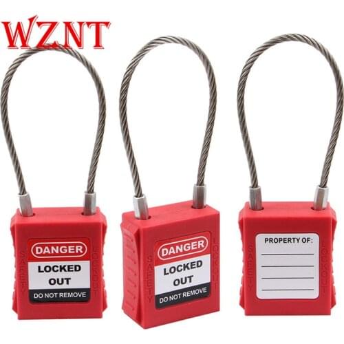 2pcs free shipping 150MM Steel Cable Shackle Safety Lockout Padlock with color body