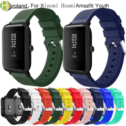 20mm Silicone Watch Strap For Xiaomi Huami Amazfit Bip BIT PACE Lite Youth smart Watchband sport Bracelet wriststrap waterproof