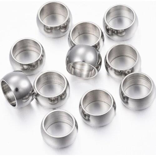 20pcs 8mm 304 Stainless Steel Ring Spacer Beads Big Large Hole Loose Beads for DIY Jewelry Making Bracelet Accessories Findings