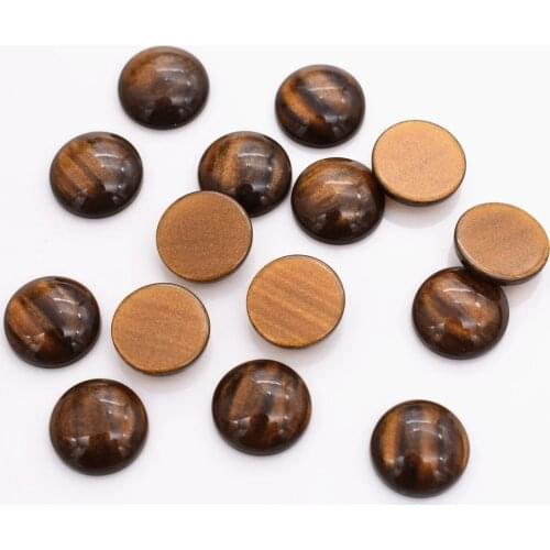 30pcs/lot 12mm New Fashion Brown Color Flat Back Resin Cabochons Cameo Jewelry Accessories Supplies