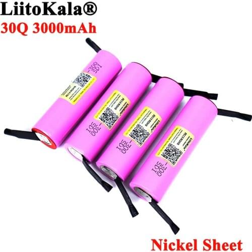 New 30Q 3.7V 18650 3000mAh Rechargeable battery INR1865030q 3.6V discharge 20A Max 35A Power batteries + DIY Nickel