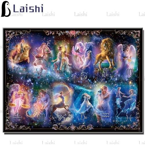 DIY photo custom 12 zodiac 12 constellations diamond mosaic diamond rhinestone embroidery painting full drill square round decor