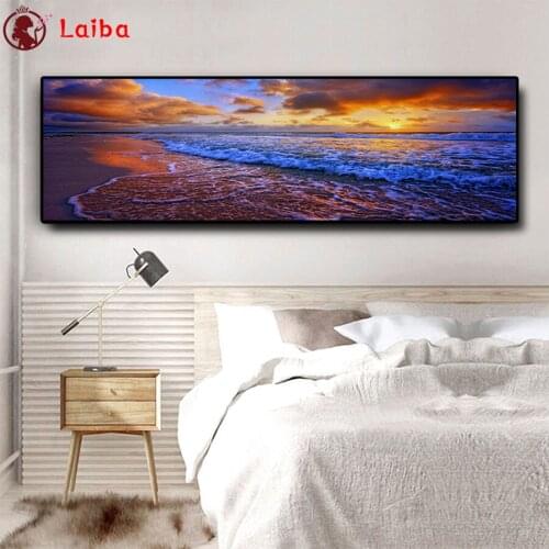 DIY diamond painting Natural scenery, sunset beach cross stitch full square round diamond Emeroidery mosaic painting home decor