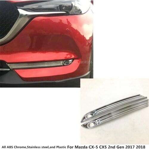Car Detector ABS Chrome Cover Trim Front Head Fog Light Lamp Frame Parts 2pcs For Mazda CX-5 CX5 2nd Gen 2017 2018 2019 2020