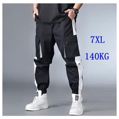 Summer fashion plus Size ankle banded Cargo pants men splice drawstring boys loose Harem Pants slacks large cropped Trousers