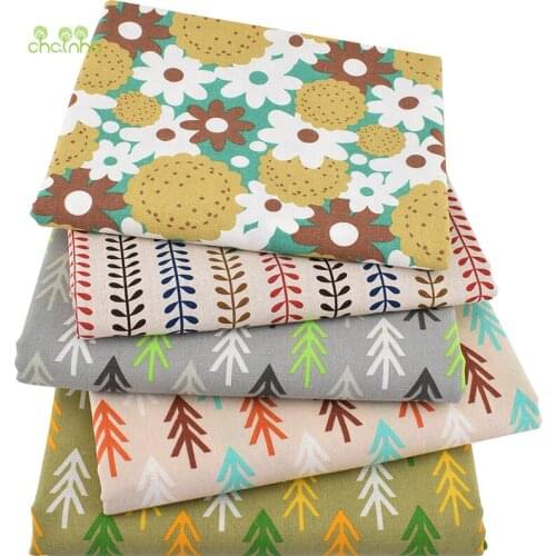 Chainho,Geometric Patterns,Print Cotton Linen Fabric For DIY Quilting&Sewing,Table Clothes,Curtain,Bag,Cushion Material,50x148cm