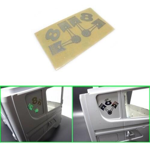 Piston V8 Decorative Metal Stickers for 1/14 Tamiya RC Truck Trailer Tipper Scania 470 620 730 Car Diy Parts