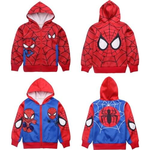Disney Spiderman Fashion Boys Cosplay Costume Children Spring Autumn Hoodies Zipper Coats for Baby Boys Spiderman Kids Clothes