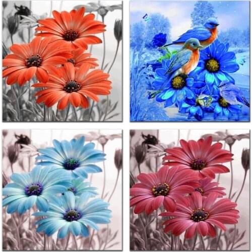 Diy 5D Resin Diamond Painting Kits Flowers And Bird Crystal Daimond-painting daisy Full Set Mosaic stone stickers art Embroidery