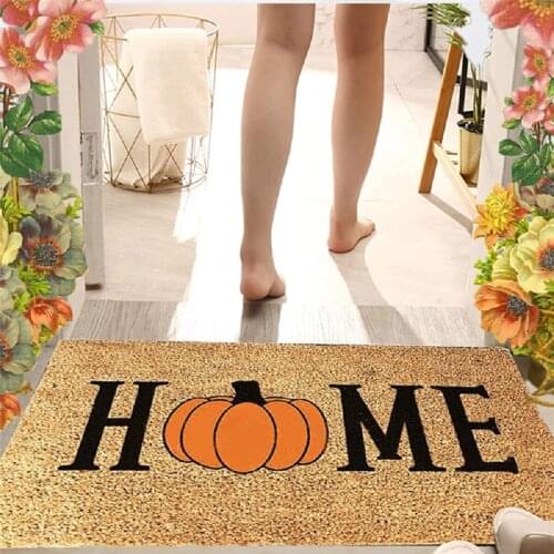 Halloween Doormat Blanket Welcome Home Front Door Decorations Halloween Decor Door Mat Anti-Slip Bottom Indoor Outdoor Carpet