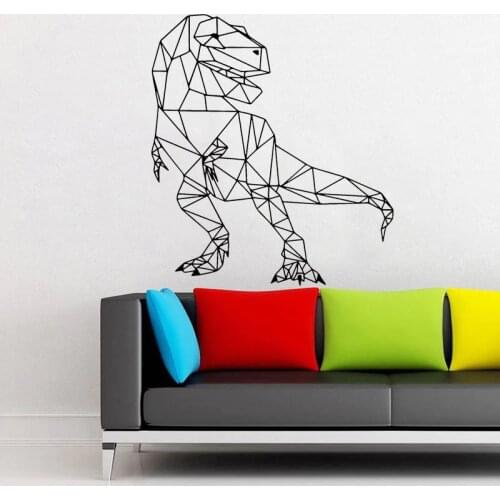Geometric T-Rex Dinosaurs Wall Sticker Vinyl Art Home Decor For Living Room Bedroom Jurassic World Decals Interior Mural 4022