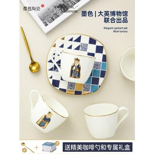 Golden Trim Bone China Coffee Set Suit European Light Luxury Tea Cup Small Exquisite Mug