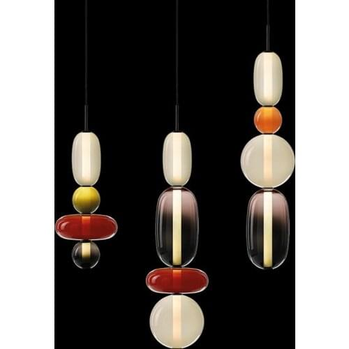Creative Postmodern LED Pendant Light Designer Bedroom Bedside Multicolored Glass Pendant Lamp Living Room Restaurant Fixtures