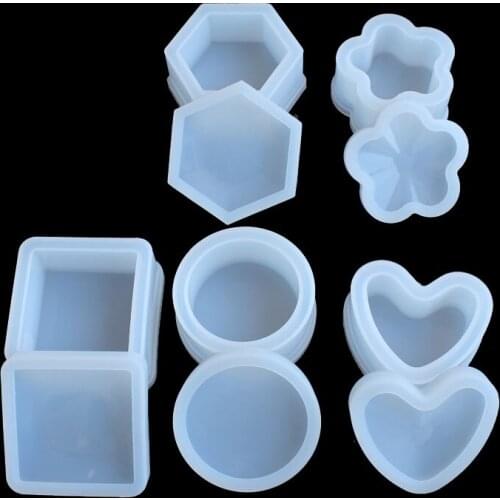 Hot Storage Box Silicone Molds Crystal Gift Box Epoxy Resin Mold Heart Flower Box Mould for DIY Craft Jewelry Making Supplies