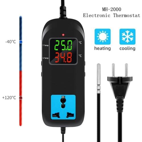 MH-2000 Electronic Thermostat AC 90V~ 250V Digital LED Display Intelligent Socket Breeding Temperature Controller Thermocouple
