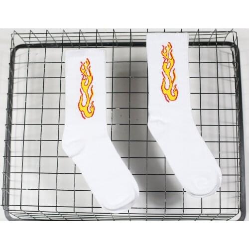 1 pairs Fashion Flame Pattern Hip Hop Funny Man Socks Jacquard Harajuku Fire Socks Street Skateboard Cotton Sock Men Streetwear