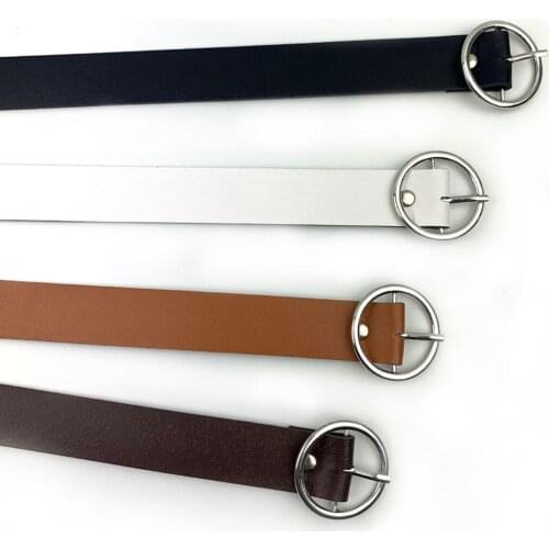 Fashion Faux Leather Double Ring Buckle Soft Vintage Decorative Casual Tighten All-Match Lightweight Long Women Belt Solid Holes