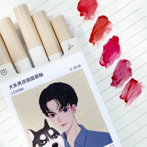 5pcs/Pack Lipstick Set Matte Velvet Lasting Creative Pink Girl Cigarette Tube Lip Glaze Set Makeup Lip Makeup Cosmetics