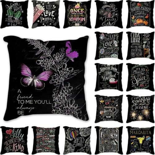 Kitchen Chalk Art Decorative pillows cases flower cushion cover home decor throw pillows linen pillowcase for Sofa 45x45cm