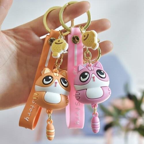 2021 New Cartoon Doll Keychains PVC Soft Silica Gel Lovely Cat Car Key chain Women Bag Pendant Small Jewelry Kawaii Elf Keyrings