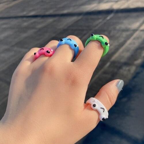 New Cute Frog Ring Chick Resin Acrylic Rings For Women Girl Simple Animal Aesthetic Jewelry Friendship Rings For Men