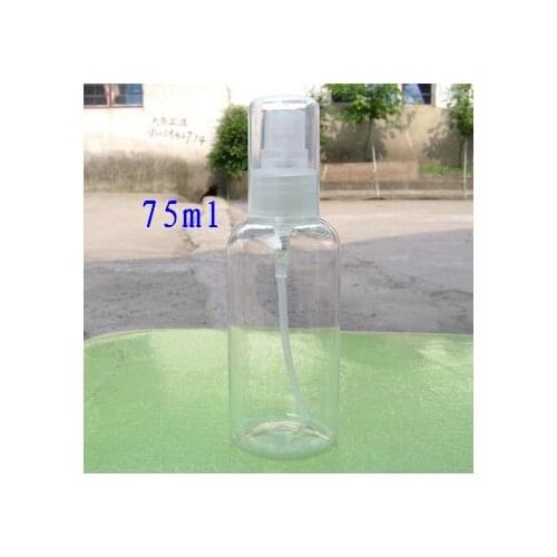 Wholesale 50pcs 75ml spray bottle full cover cosmetic perfume spray bottle , 75 ml lotion spray bottle with clear cap and head