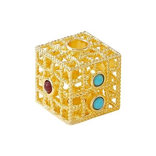 Factory wholesale Gold Color Brass Dice Loose beads Necklace and Bracelet High Quality Jewelry Making Supplies Diy Accessories