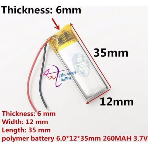 Polymer 601235 3.7V 061235 260mah camera pen recorder Haircut Bluetooth lithium battery factory direct sales