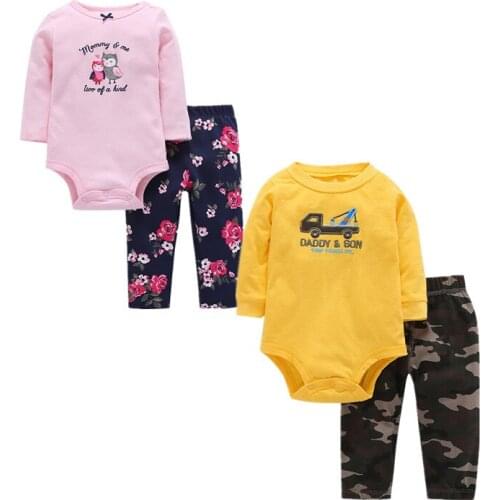 Sale! Christmas costum Cotton Baby Girls Boys O-neck Long-sleeve 2-Piece Bodysuits Pants Clothing Sets Causal Wear Baby cloth