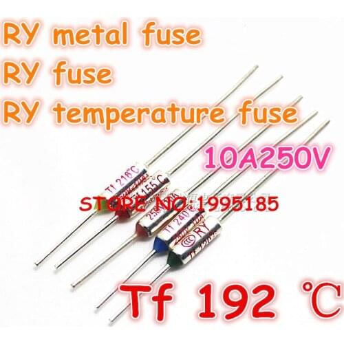 RY 100pcs/lot New Micro thermal fuse 10A250V 192 Degrees 192 C Mini temp fuse metal shell Thermal Cutoff