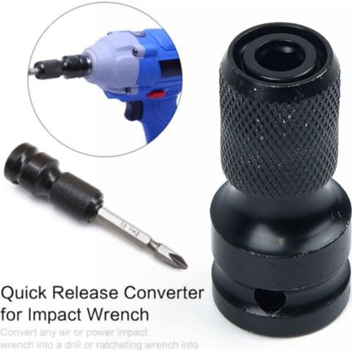 Drill Chuck Converter Convert 1/2'' Square Female Connector To 1/4'' Hex Female Connector For Mechanics Engineers Carpenters