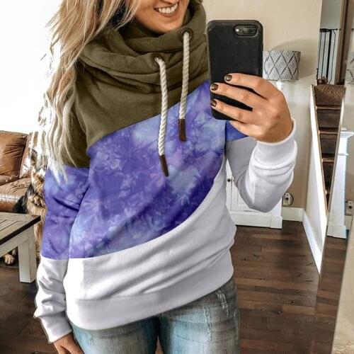 Drawstring oversized crewneck sweatshirt women hoodies patchwork casual fashion hoodie woman sweatshirts female pullovers deals