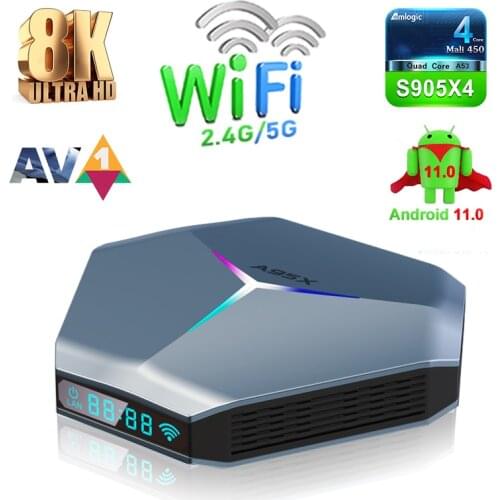 New 2021 A95X F4 S905X4 TV Box 2GB 16GB 4GB 32GB 64GB 128GB Android 11 AV1 8K 5GHz WiFi BT 4K OTT Smart TV Box