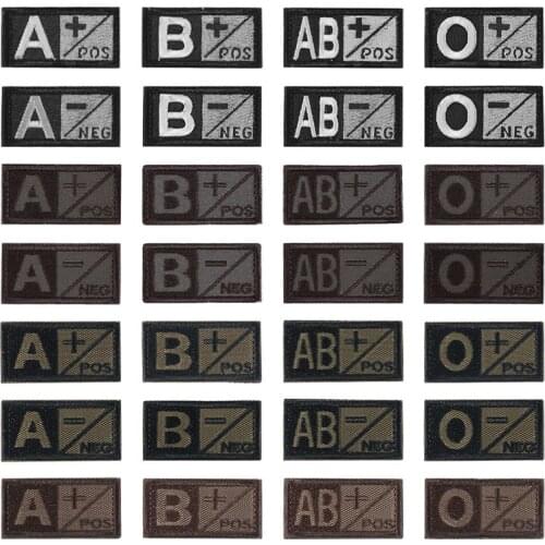 Military Badges Patch Identification Chapter 3D Embroidery Tactical Patches Design Blood Sign Type A + B + AB + O + POS NEG